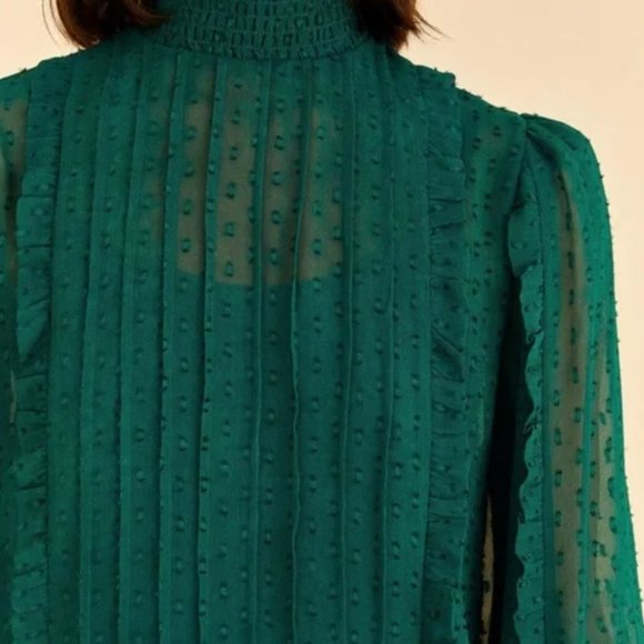 FARM Rio - Emerald Ruffle Long Sleeve Blouse. NWT. SIZE XL. - Picture 2 of 6